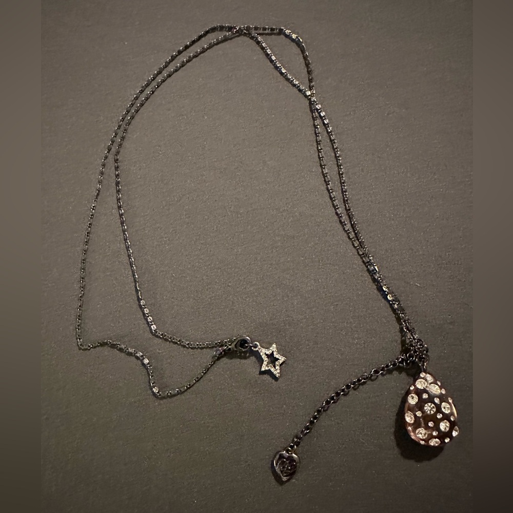 Betsey Johnson Black and Silver Crystal Necklace